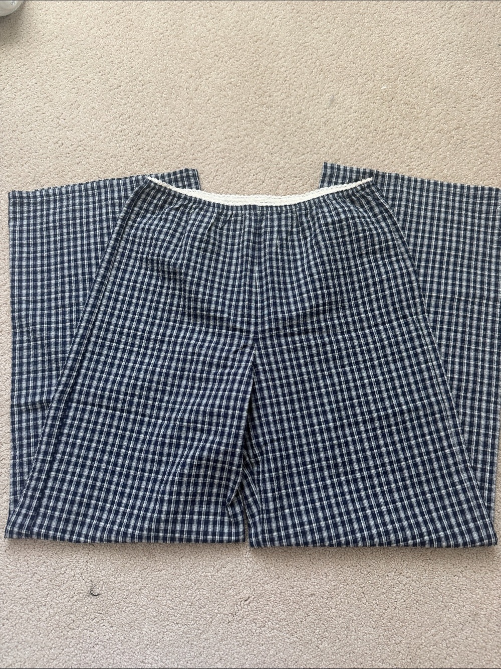 Things Between navy and cream plaid pants
